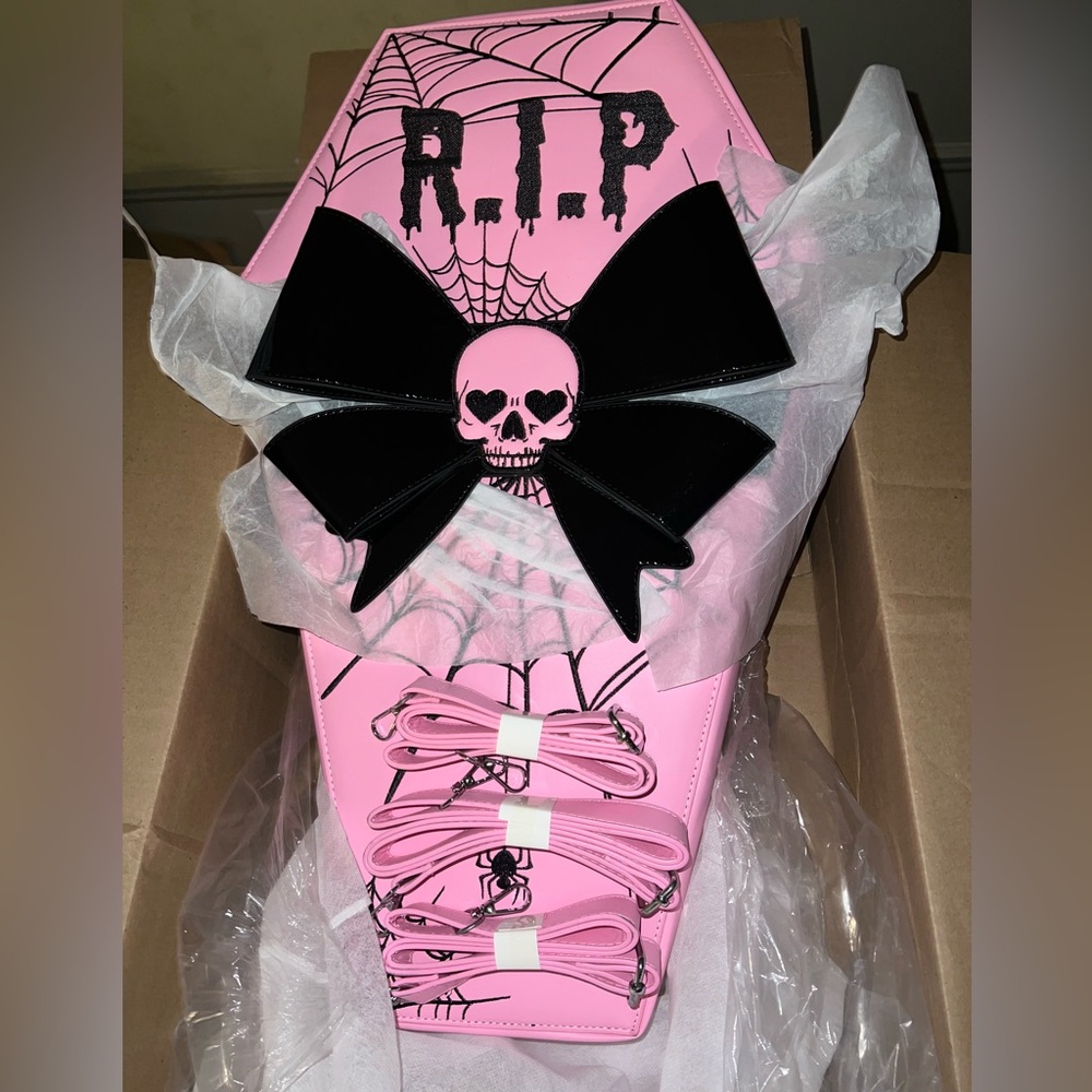 Dolls Kill for Whatnot exclusive Pink Coffin Backpack